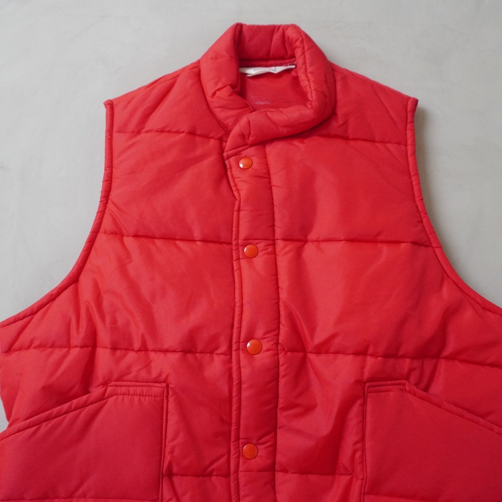 Vintage Warwick Puffer Vest Medium Mens 80s Red Nylon Quilted Made in USA - Picture 3 of 8